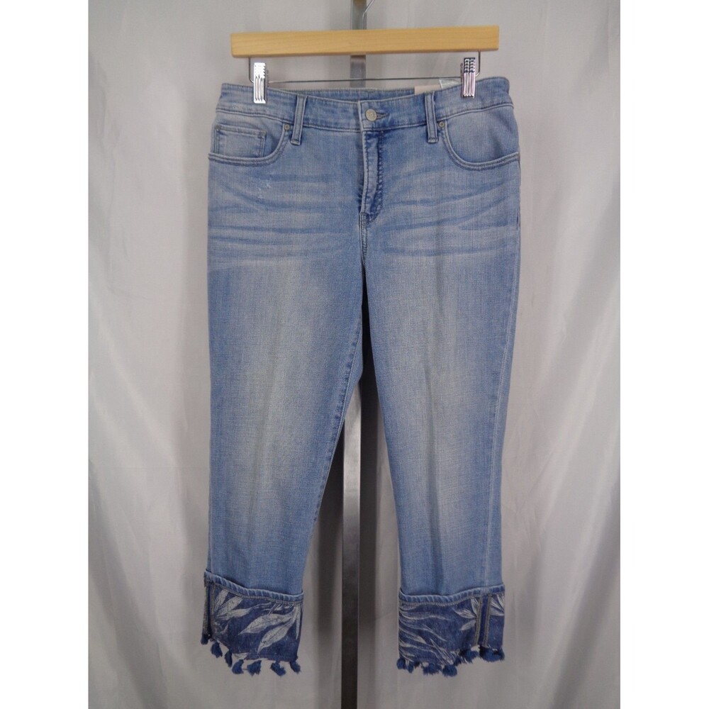 Chicos So Slimming Girlfriend Slim Leg Crop Jean Botanical Fringe Cuff 0.5P (6P)